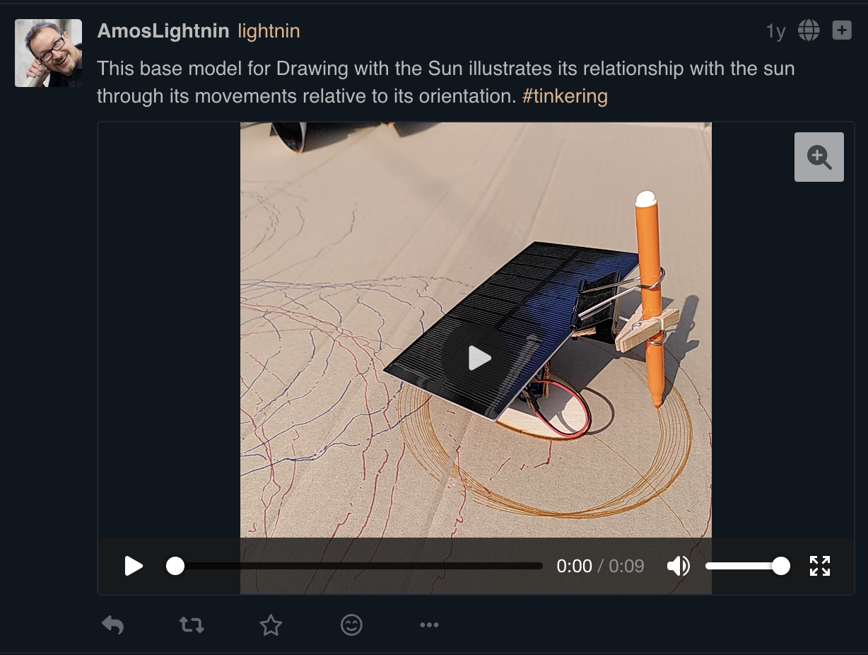 This video of a drawing machine shows how its movement is contingent on the relationship to the sun.